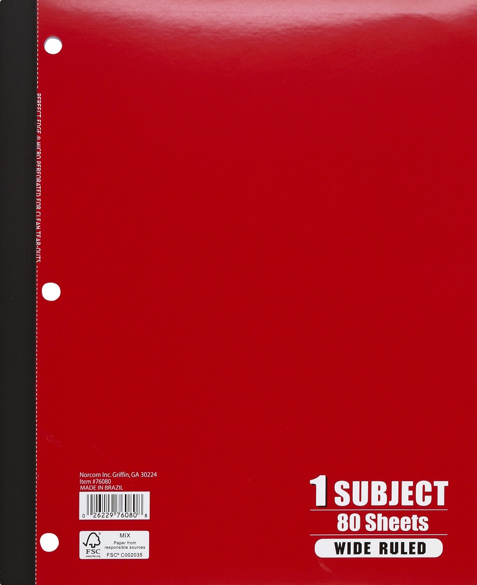 slide 4 of 5, Norcom Wide Ruled Wireless Themebook, 80 ct