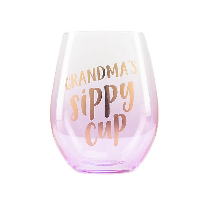 slide 1 of 5, Pearhead Grandma's Sippy Cup'' Stemless Wine Glass - Purple'', 1 ct