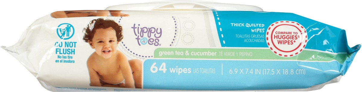 slide 4 of 10, Tippy Toes Thick Quilted Green Tea & Cucumber Wipes 64 ea, 64 ct