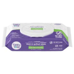 Tippy Toes Thick & Quilted Green Tea & Cucumber Wipes 64 Each