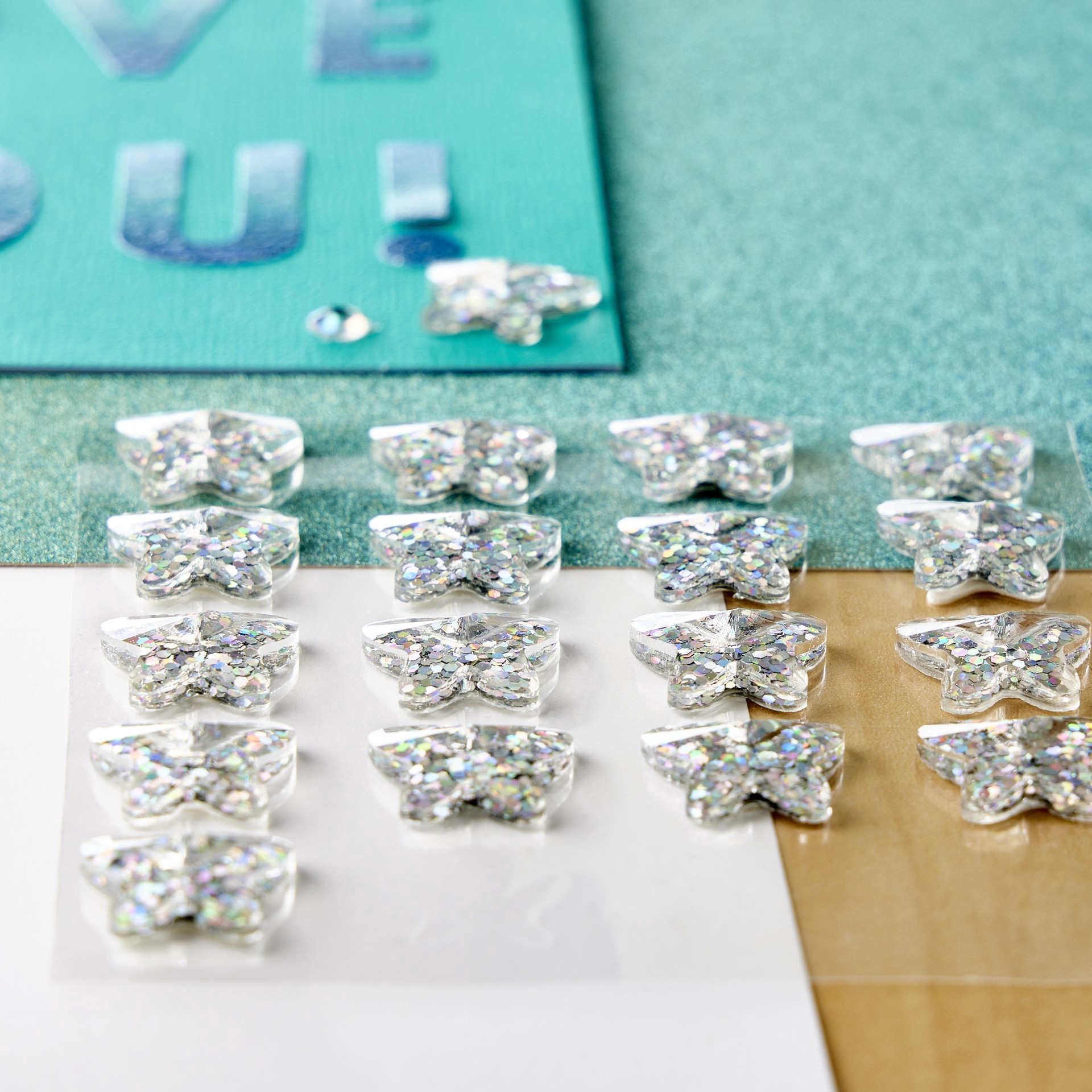 slide 3 of 3, Iridescent Clear Butterfly Bling Stickers By Recollections, 3.8 in x 4.3 in