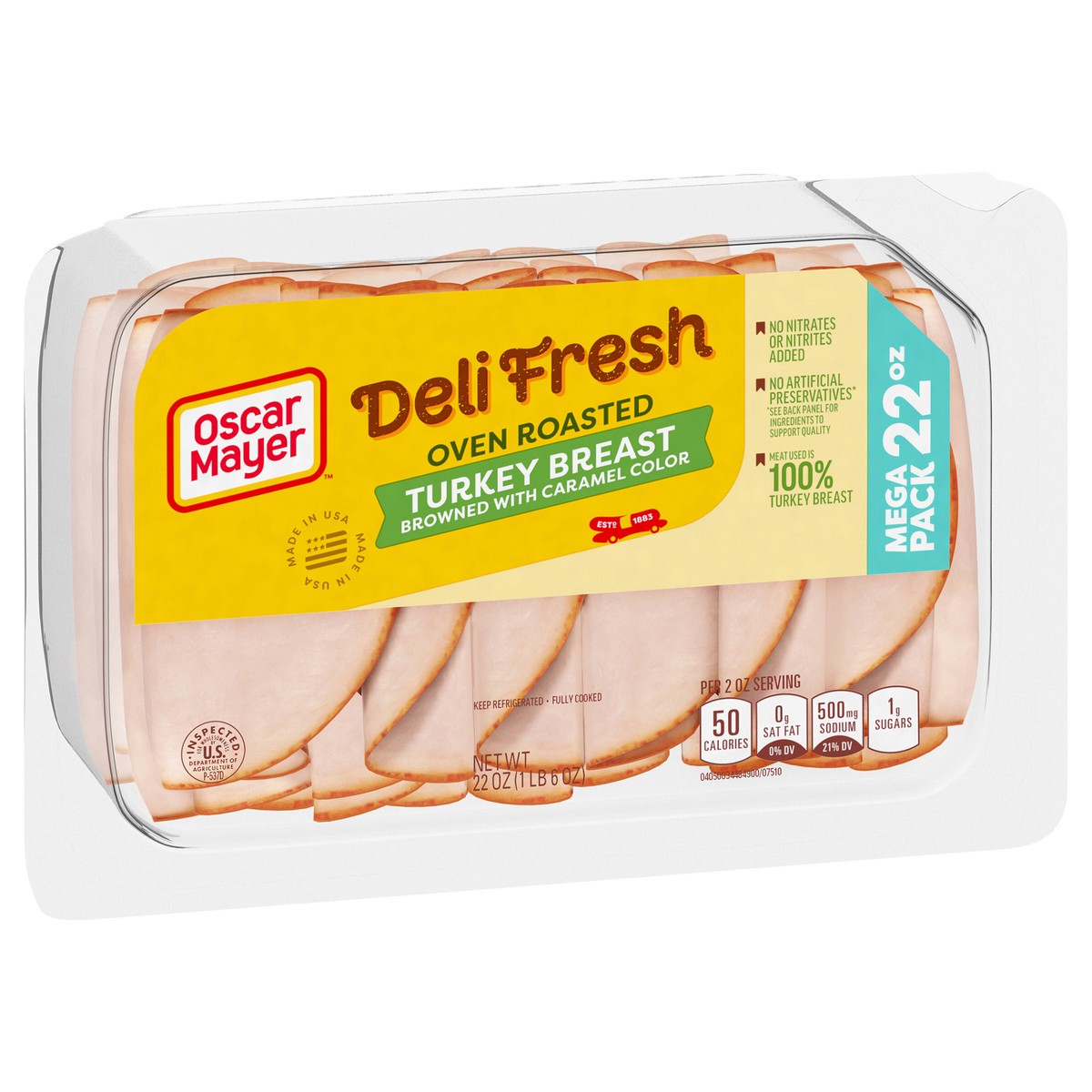 slide 7 of 9, Oscar Mayer Deli Fresh Oven Roasted Turkey Breast Sliced Lunch Meat Mega Pack - 22oz, 22 oz