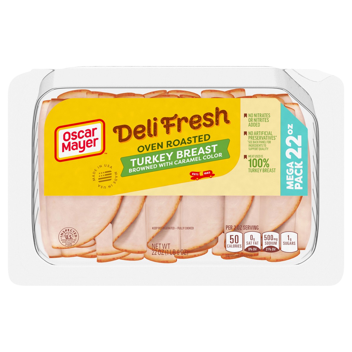 slide 1 of 9, Oscar Mayer Deli Fresh Oven Roasted Turkey Breast Sliced Lunch Meat Mega Pack - 22oz, 22 oz