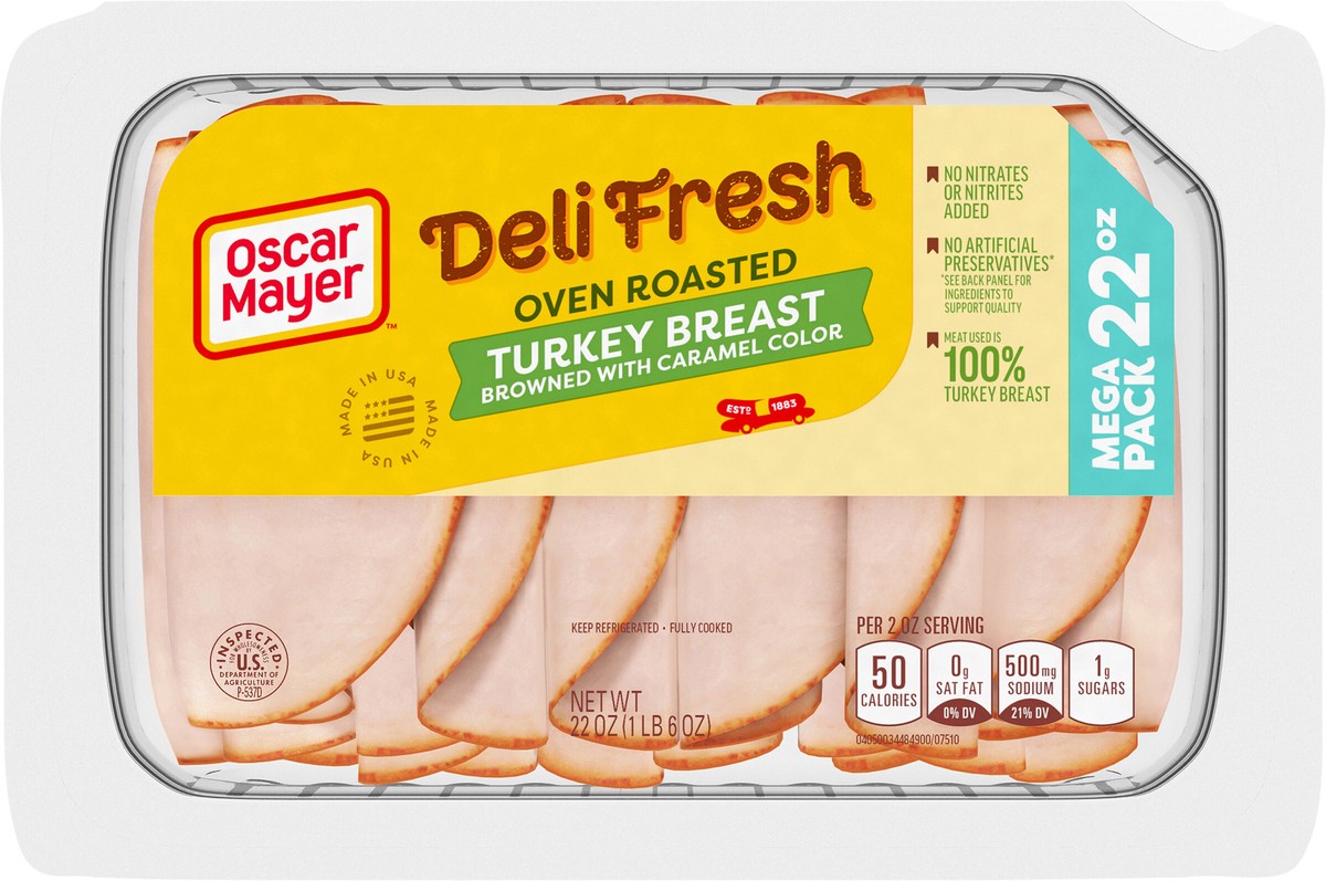 slide 2 of 9, Oscar Mayer Deli Fresh Oven Roasted Turkey Breast Sliced Lunch Meat Mega Pack - 22oz, 22 oz
