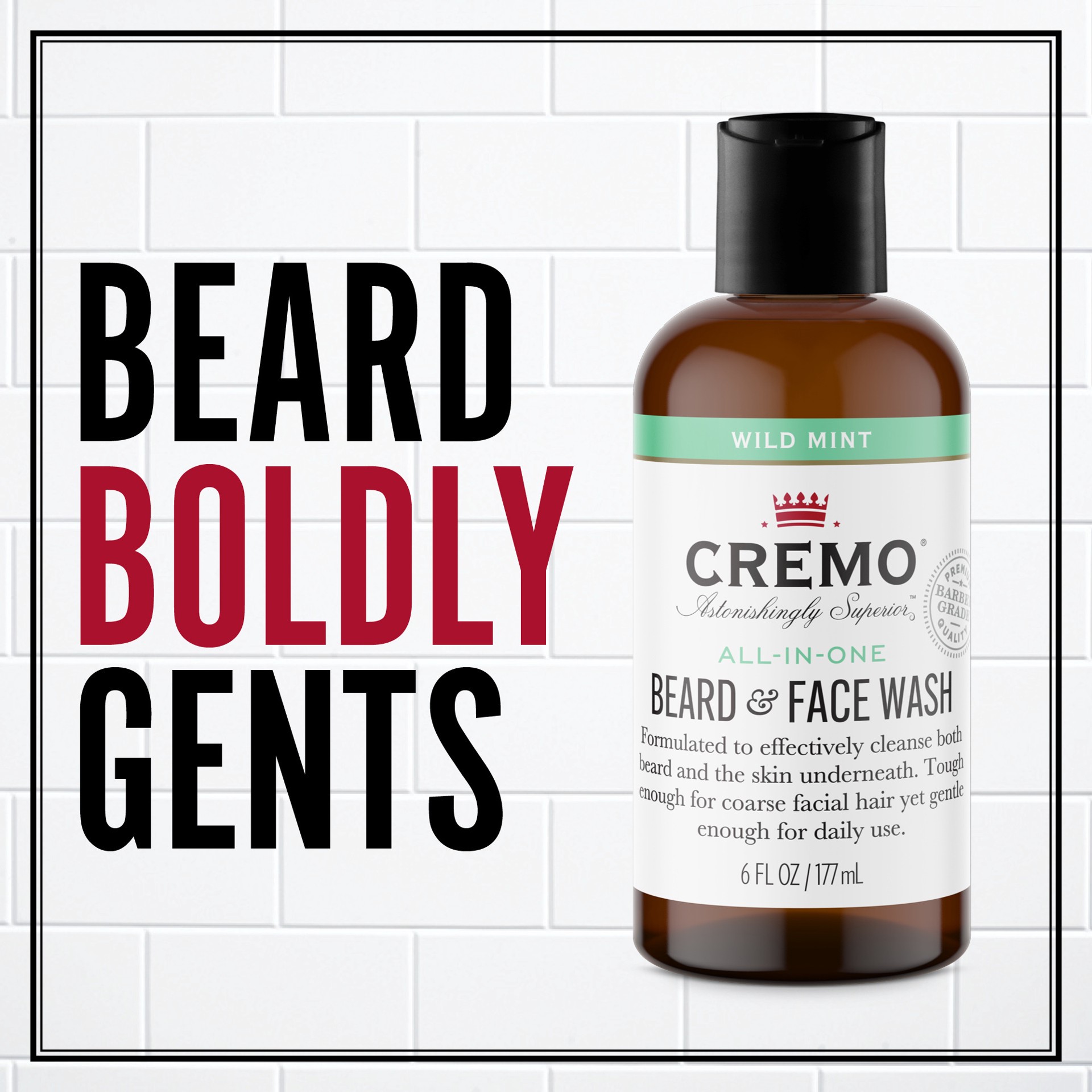 slide 5 of 7, Cremo Astonishingly Superior All-in-One Mint Blend Beard & Face Wash 6 oz, 6 oz