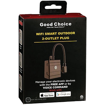 slide 1 of 1, Good Choice Smart Wi-Fi Outdoor 2-Outlet Plug, 1 ct