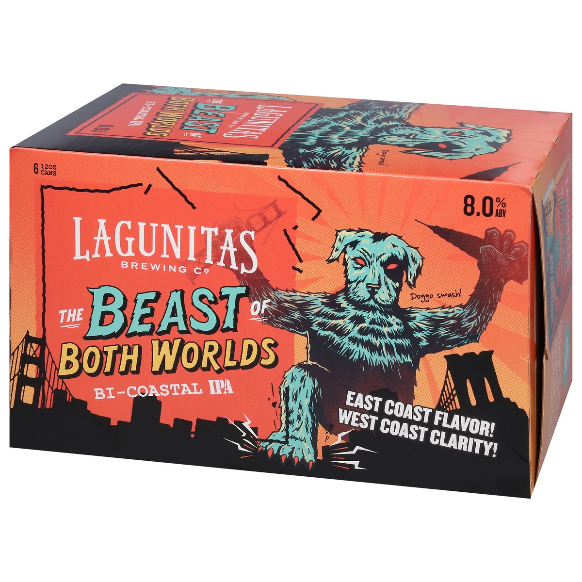 slide 10 of 10, Lagunitas Brewing Co Bi-Coastal IPA The Beast of Both Worlds Beer 6 - 12 oz Cans, 6 ct; 12 oz