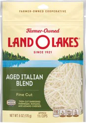 Land O'Lakes Aged Italian Blend Fine Cut Shredded Cheese, Blend of Parmesan, Asiago, & Romano