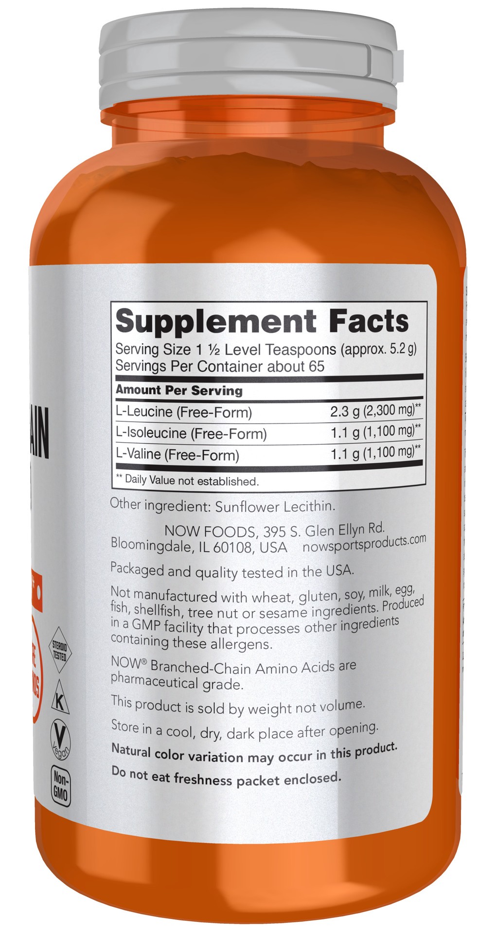 slide 2 of 5, NOW Foods Branched-chain Amino Acid Powder, 1 ct