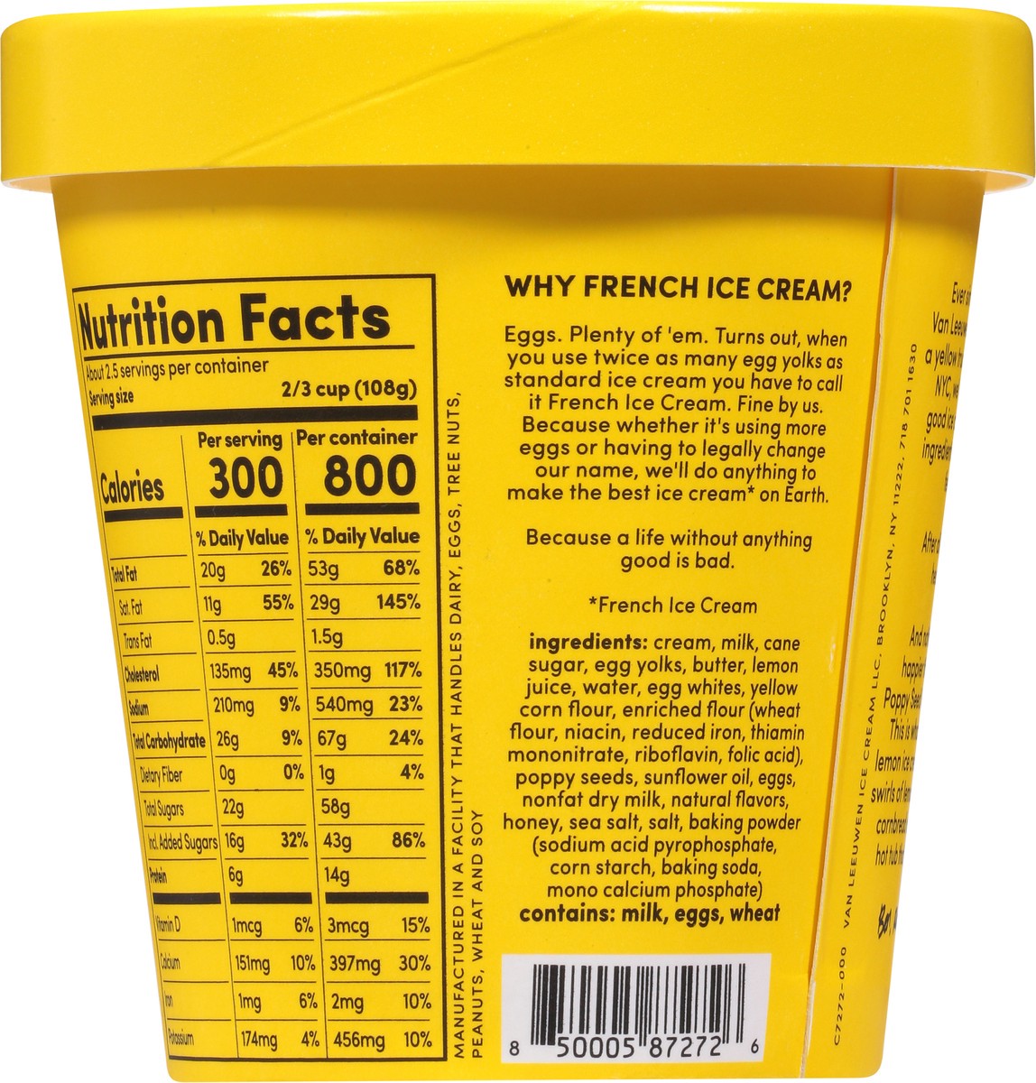 slide 14 of 14, Van Leeuwen Lemon Poppy Seed Muffin French Ice Cream 14 fl oz, 14 fl oz