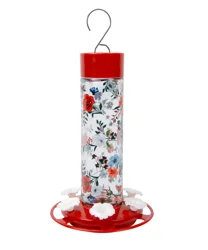 Nature's Way Glass Vintage Blossom Decorative Hummingbird Feeder