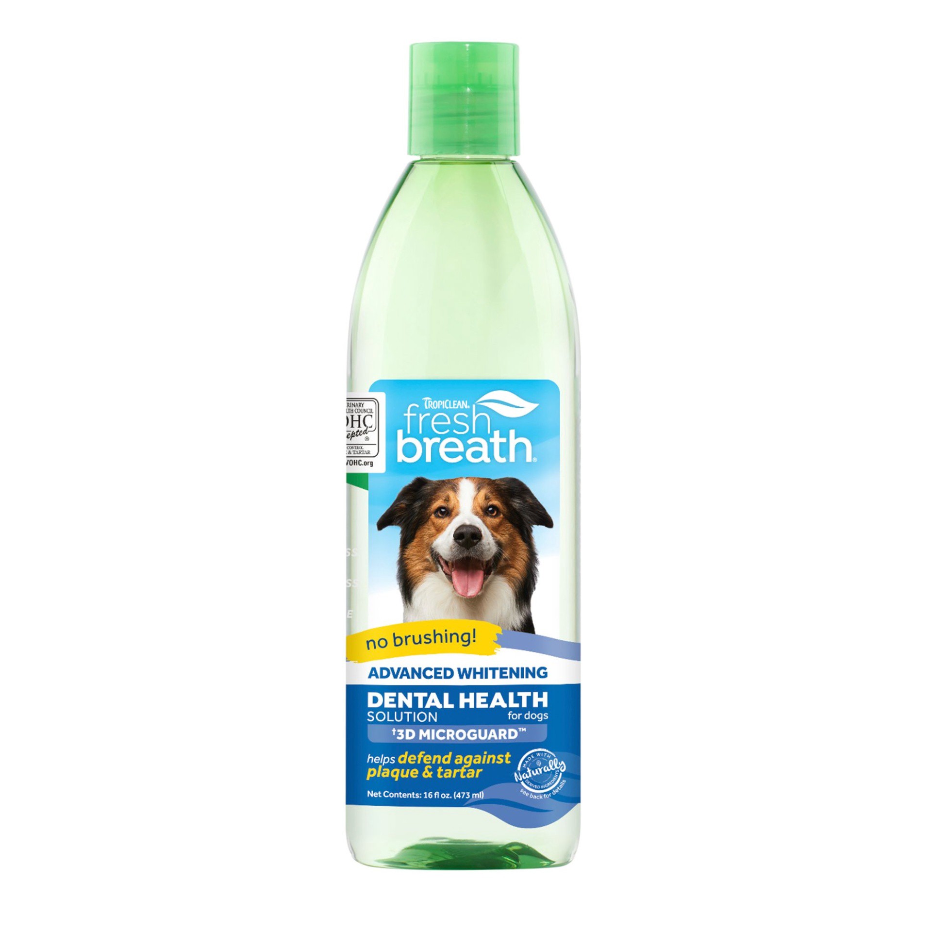 slide 1 of 1, TropiClean Fresh Breath Advanced Whitening Dental Health Solution for Dogs, 16oz, 16 oz