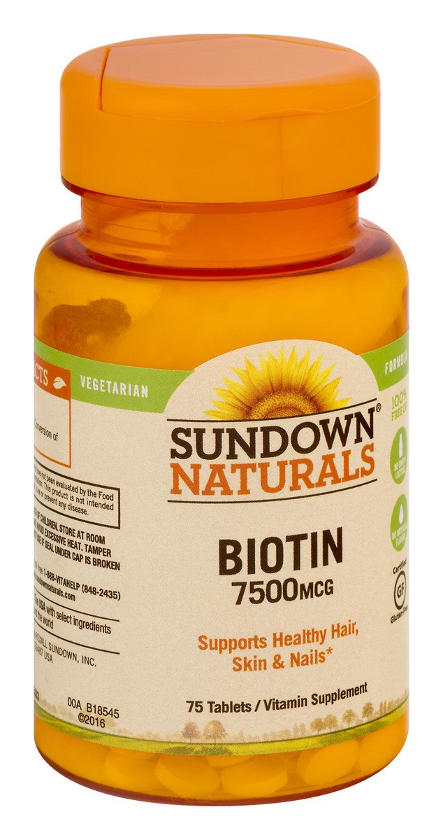 slide 4 of 9, Sundown Biotin 7500 Mcg Tabs, 75 ct