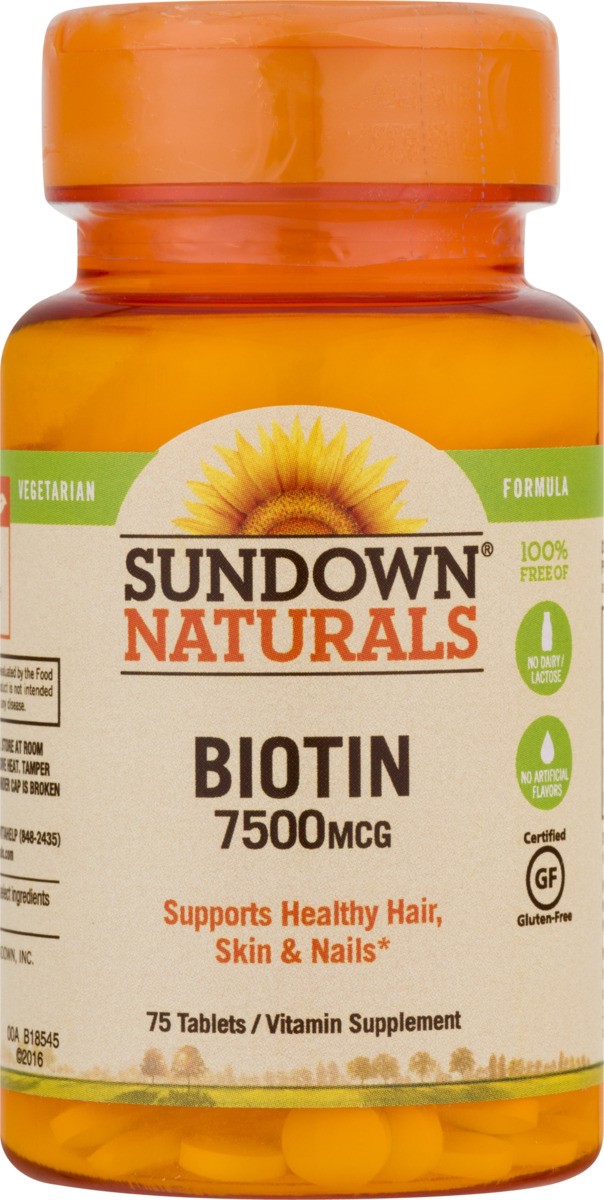 slide 5 of 9, Sundown Biotin 7500 Mcg Tabs, 75 ct