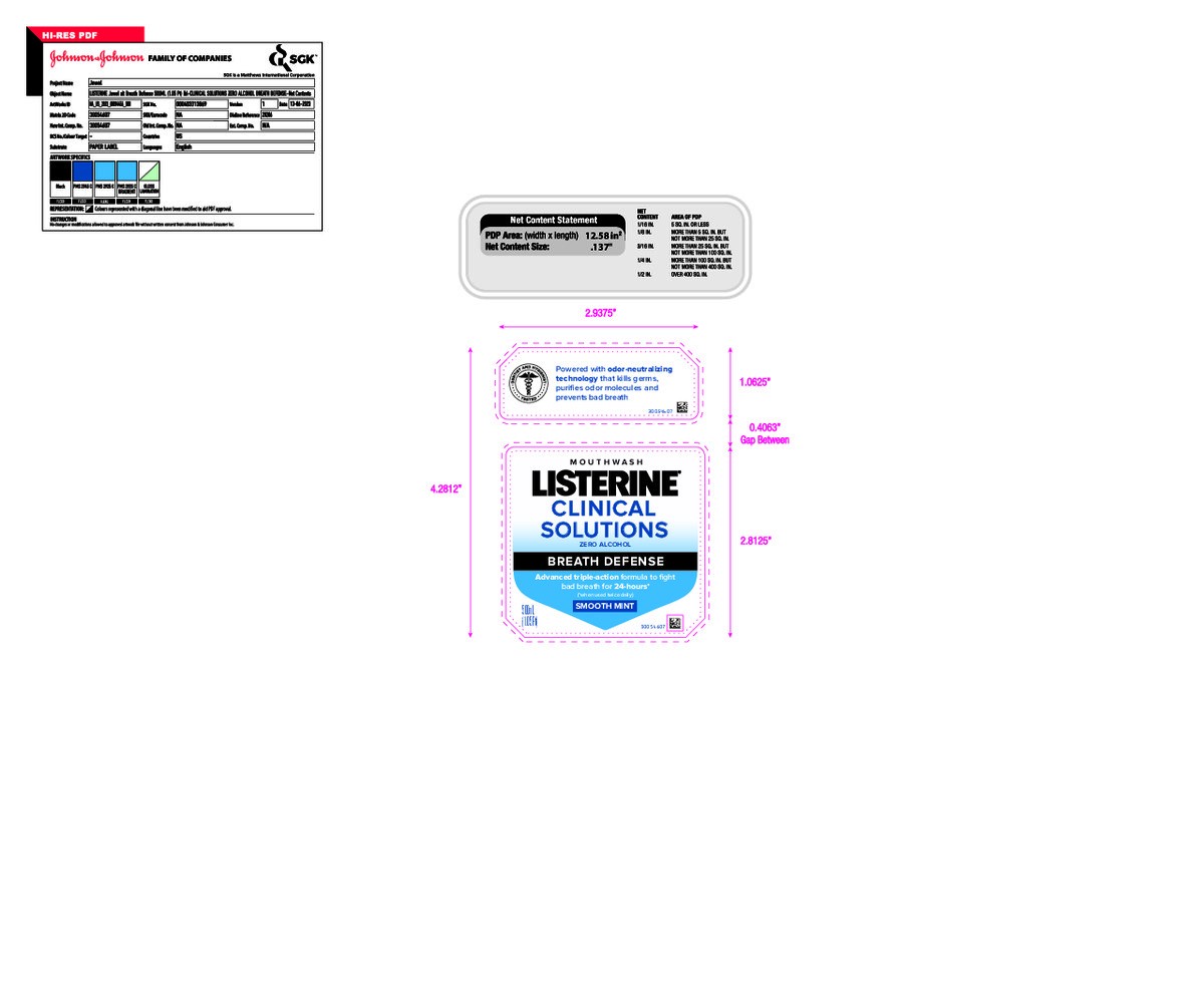 slide 9 of 12, Listerine Clinical Solutions Breath Defense Zero Alcohol Mouthwash, Smooth Mint, 500 mL, 500 mL