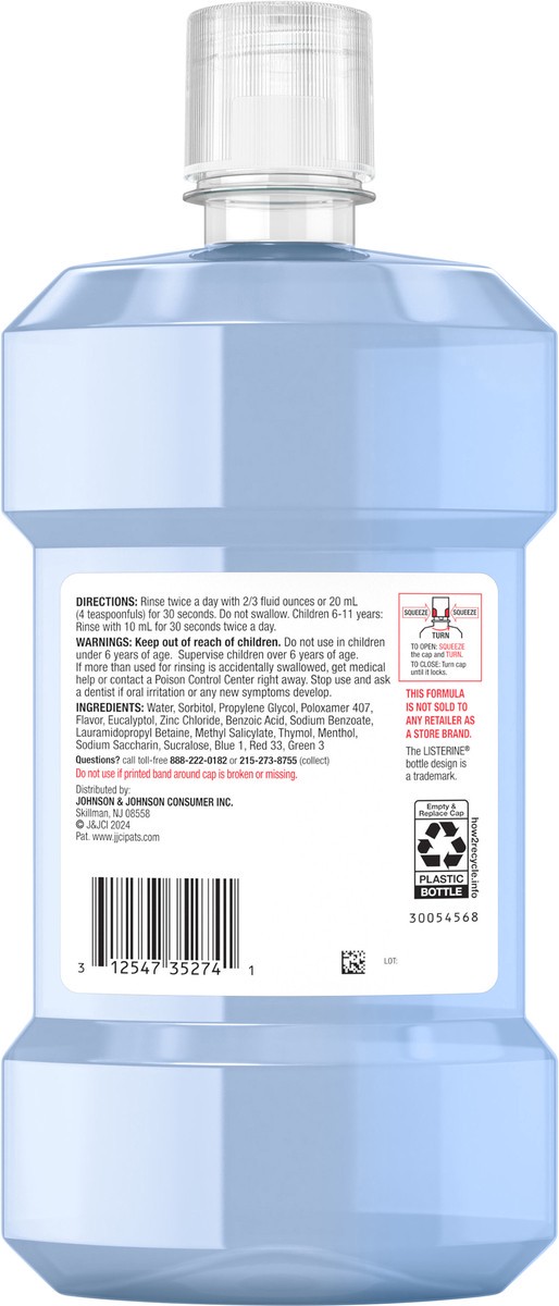 slide 8 of 12, Listerine Clinical Solutions Breath Defense Zero Alcohol Mouthwash, Smooth Mint, 500 mL, 500 mL