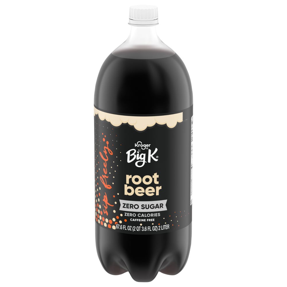 slide 1 of 4, Big K Caffeine Free Zero Sugar Root Beer Soda - 2 liter, 2 liter