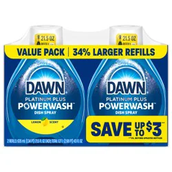 Dawn Powerwash Spray, Dish Soap, Dishwashing Liquid, Lemon, 2 Refills, 2x21.5 Fl Oz