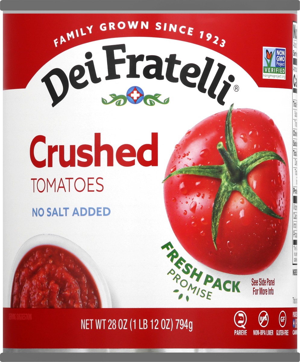 slide 1 of 9, Dei Fratelli No Salt Added Crushed Tomatoes, 28 oz