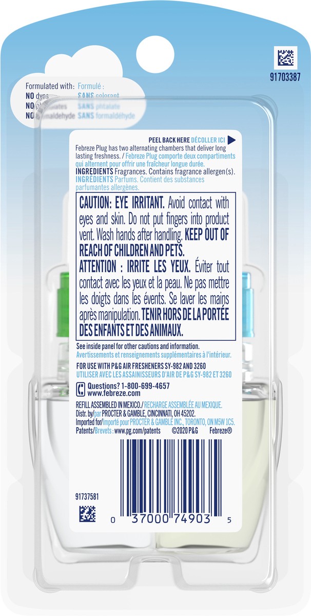 slide 5 of 8, Febreze Odor-Eliminating Fade Defy PLUG Air Freshener Gain Original Scent, (1) .87 fl. oz. Oil Refill, 0.87 fl oz