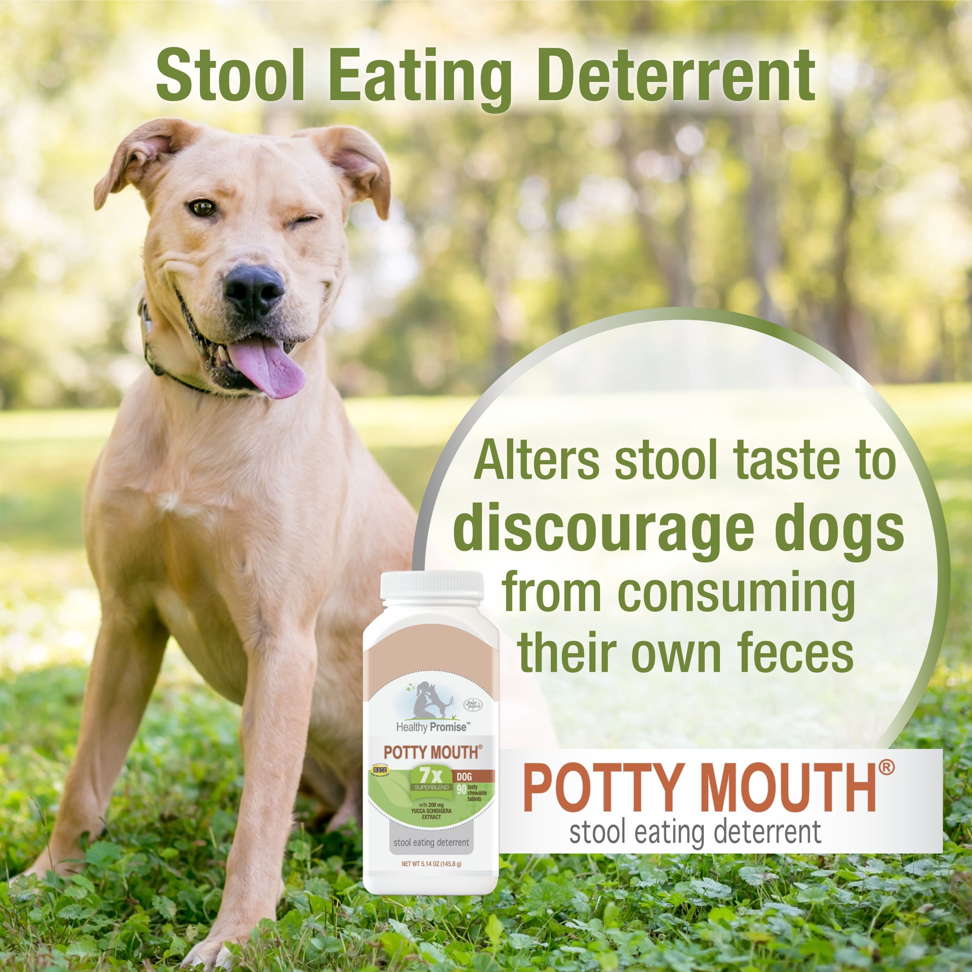 slide 3 of 9, Four Paws Healthy Promise Potty Mouth Tablets - Coprophagia Stool Eating Deterrent for Dogs 90 Count, 90 ct