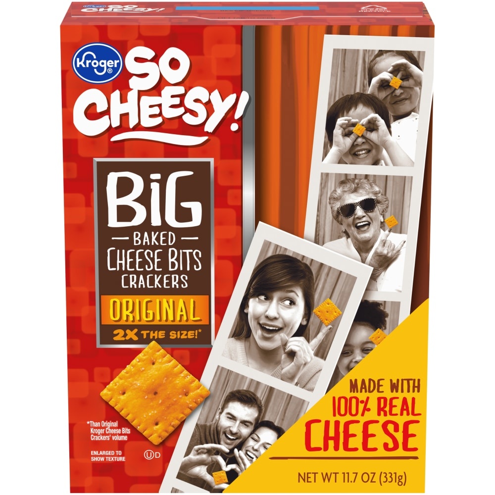 slide 1 of 1, Kroger So Cheesy! Original Big Baked Cheese Bits Crackers, 11.7 oz