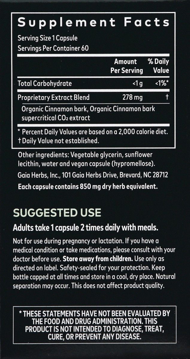 slide 4 of 9, Gaia Herbs Cinnamon Bark 60 ea, 60 ct