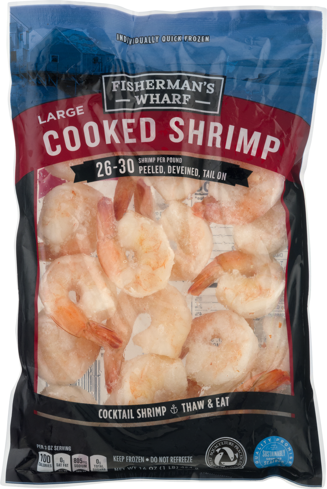 slide 1 of 1, Fw Shrimp 26/30 Cooked, 16 oz