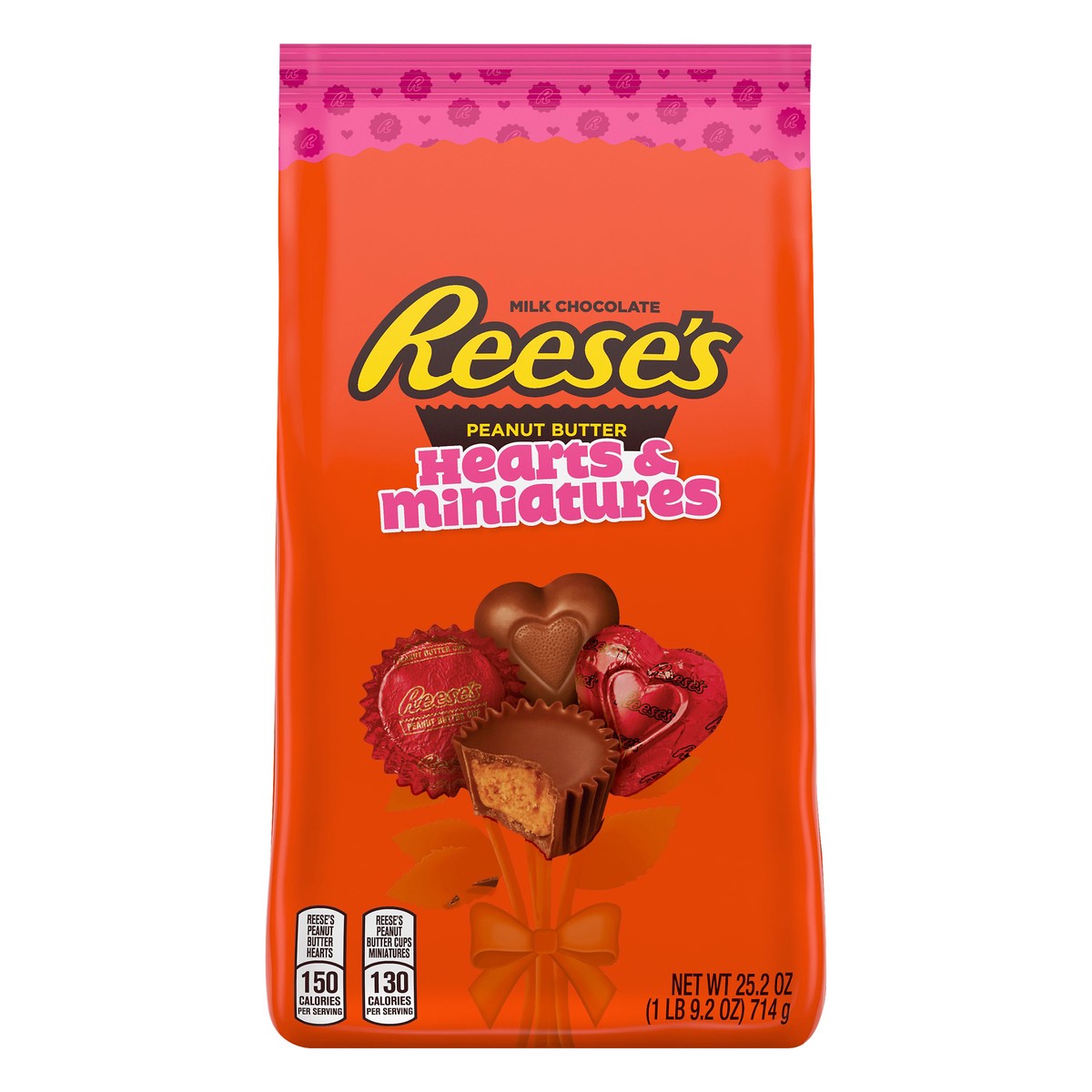 slide 2 of 8, Reese's Hearts & Miniatures Peanut Butter Milk Chocolate 25.2 oz, 25.20 oz