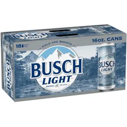Busch Beer, 18 Pack Beer, 16 FL OZ Cans, 4.1% ABV