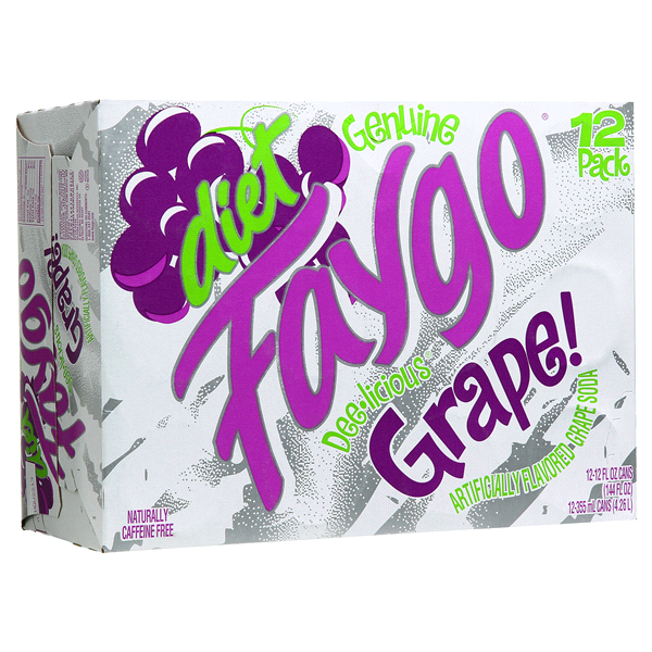 slide 1 of 1, Faygo Diet Grape Soda, 12 ct