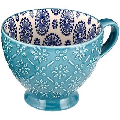 slide 1 of 1, Signature Housewares Aqua/Blue Porcelain Footed Cup, 1 ct