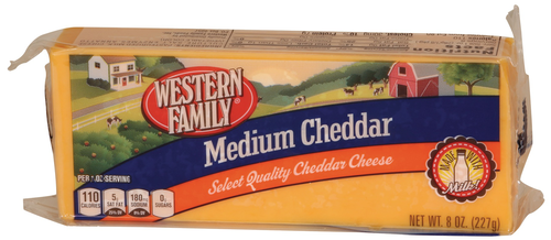 slide 1 of 1, Western Family Medium Cheddar Cheese, 8 oz