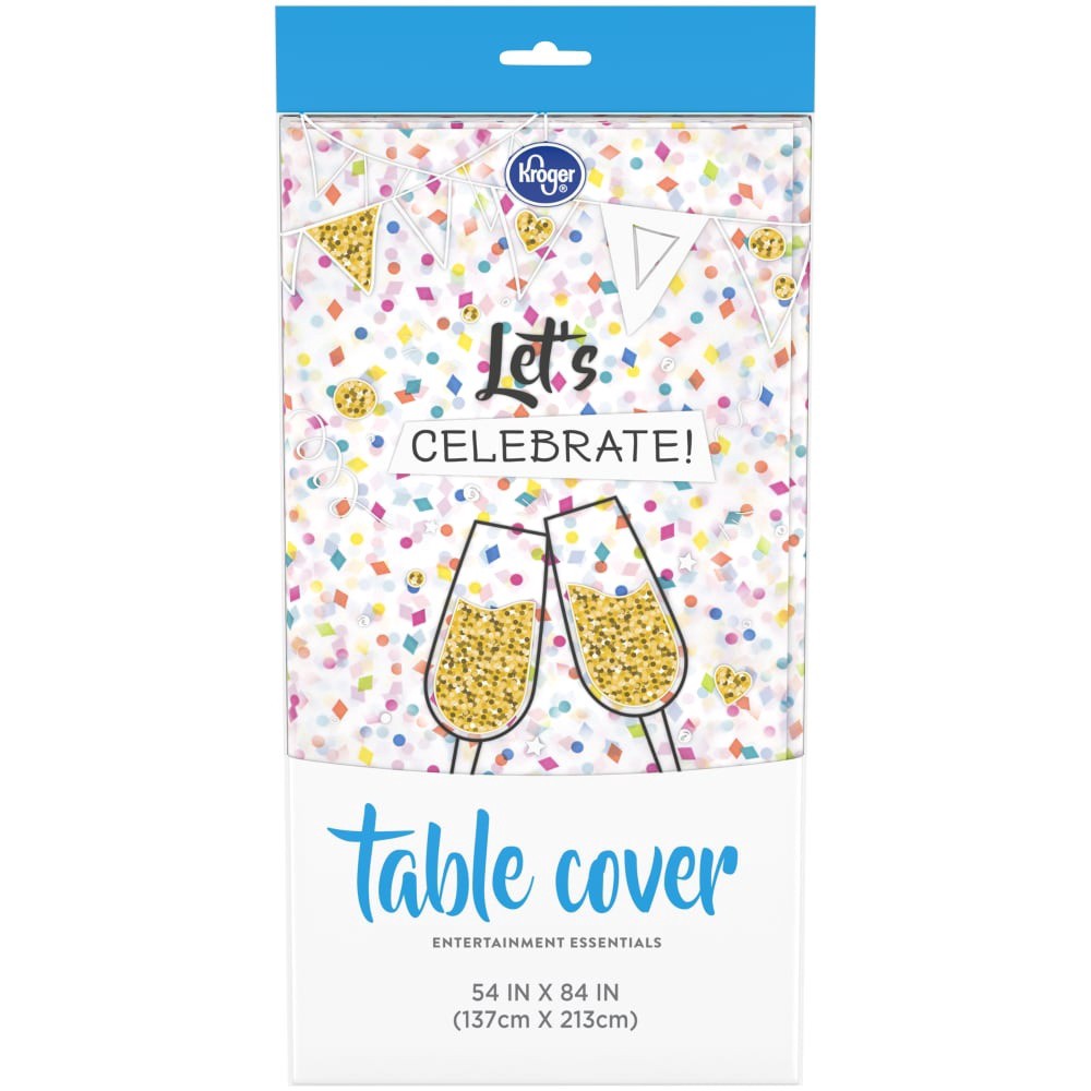 slide 1 of 1, Kroger Entertainment Essentials Table Cover - Confetti White, 54 in x 84 in