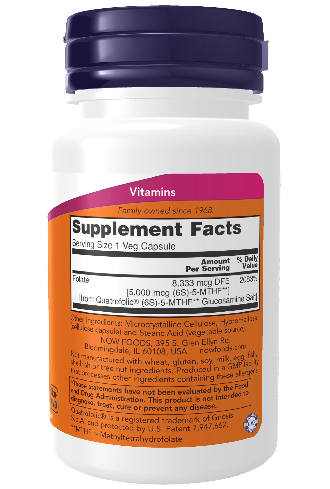 slide 2 of 4, NOW Methyl Folate 5000 mcg - 50 Veg Capsules, 50 ct