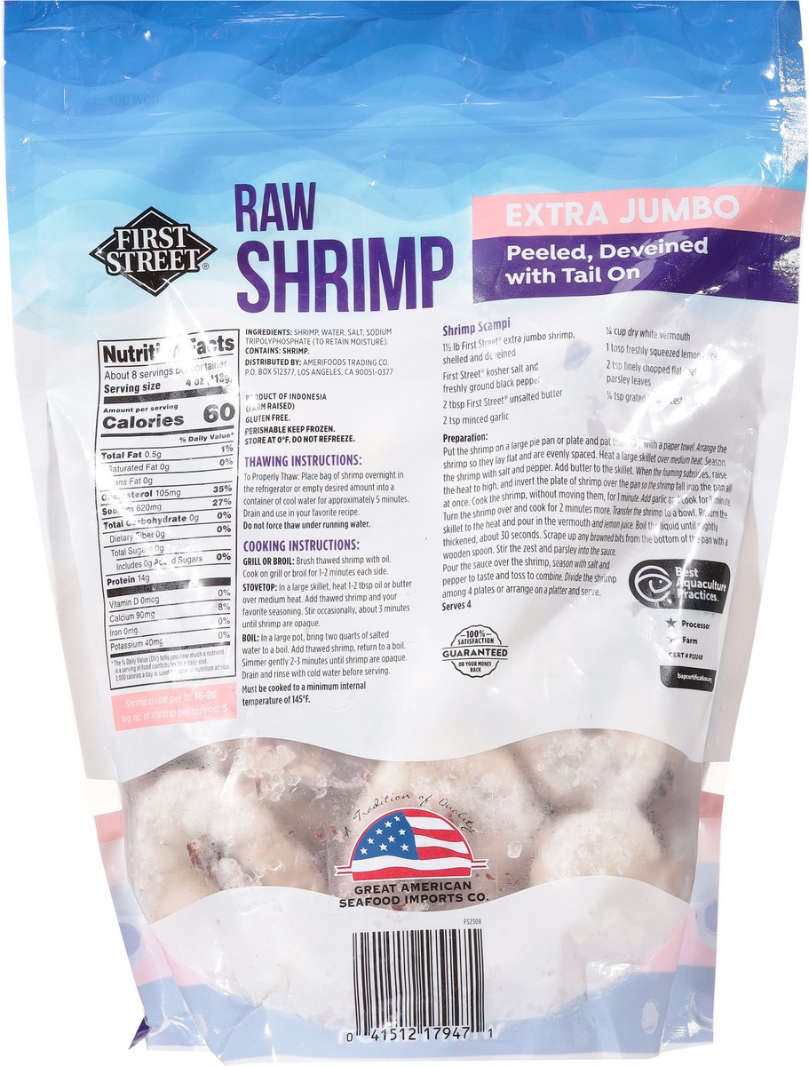 slide 4 of 13, First Street Shrimp 16/20 Raw Tail-On, 2 lb