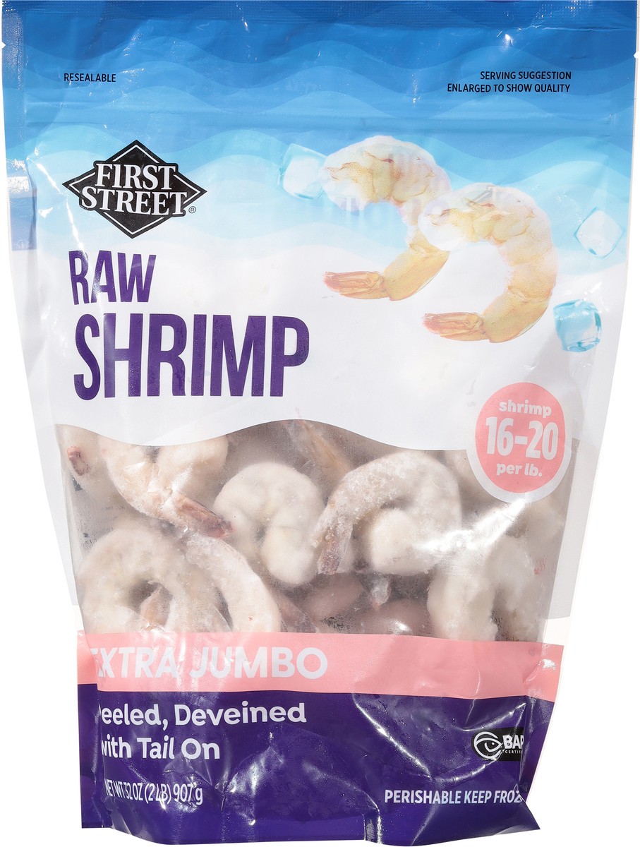 slide 3 of 13, First Street Shrimp 16/20 Raw Tail-On, 2 lb