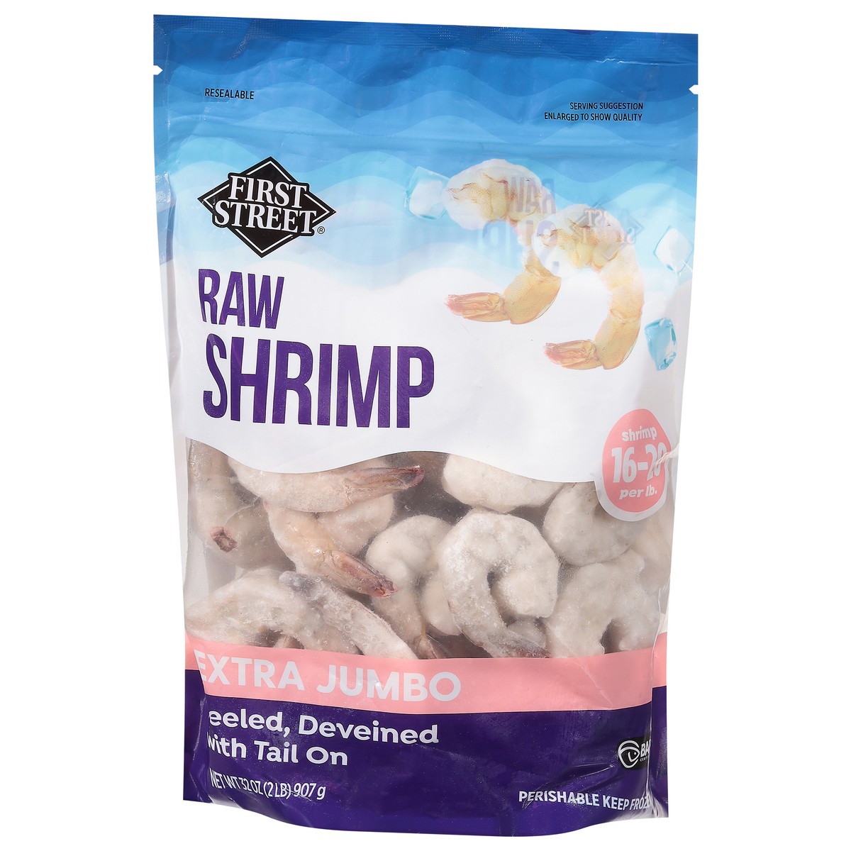 slide 8 of 13, First Street Shrimp 16/20 Raw Tail-On, 2 lb