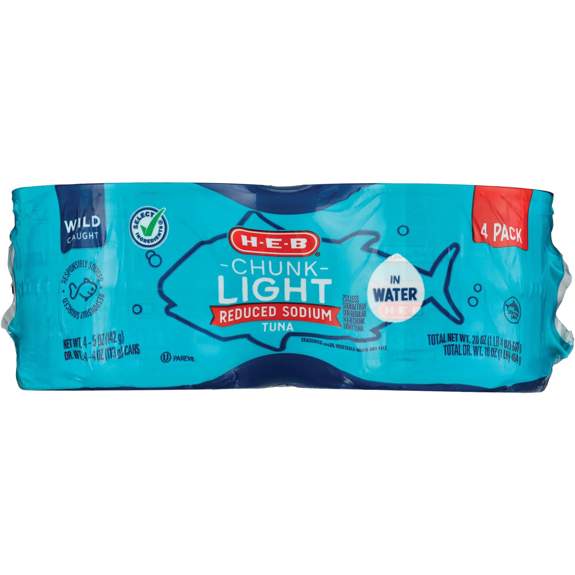 slide 1 of 1, H-B Reduced Sodium Chunk Light Tuna in Water - 4 ct, 4 ct
