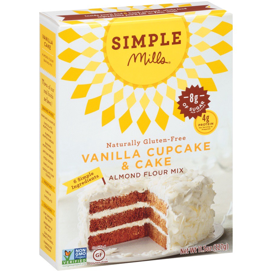 slide 2 of 8, Simple Mills Gluten Free Vanilla Cupcake & Cake Almond Flour Mix, 11.5 oz