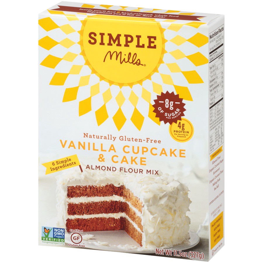 slide 3 of 8, Simple Mills Gluten Free Vanilla Cupcake & Cake Almond Flour Mix, 11.5 oz