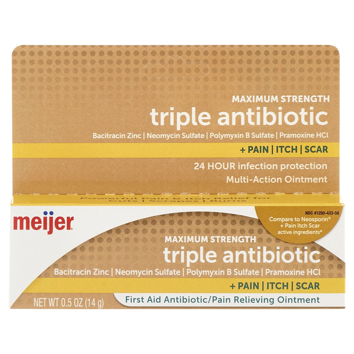 slide 1 of 9, Meijer Triple Antibiotic + Pain, Itch And Scar, 0.5 oz