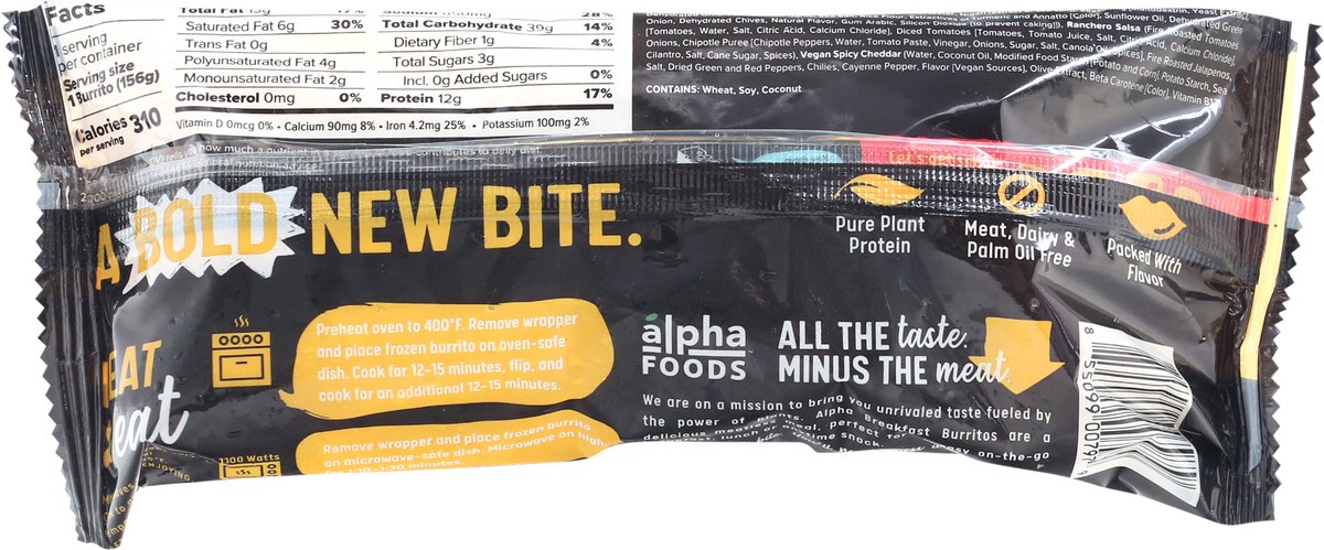 slide 7 of 11, Alpha Foods Alpha Breakfast Rockin' Ranchero Burrito 5.5 oz, 5.5 oz