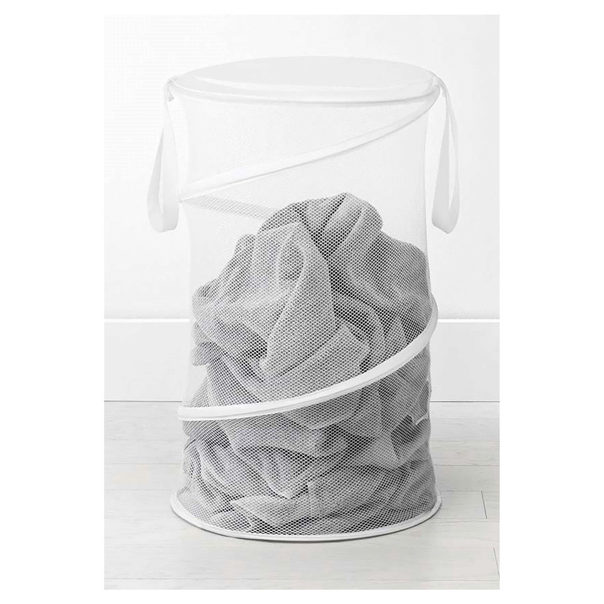 slide 1 of 1, Whitmor Collapsible Hamper White, 1 ct