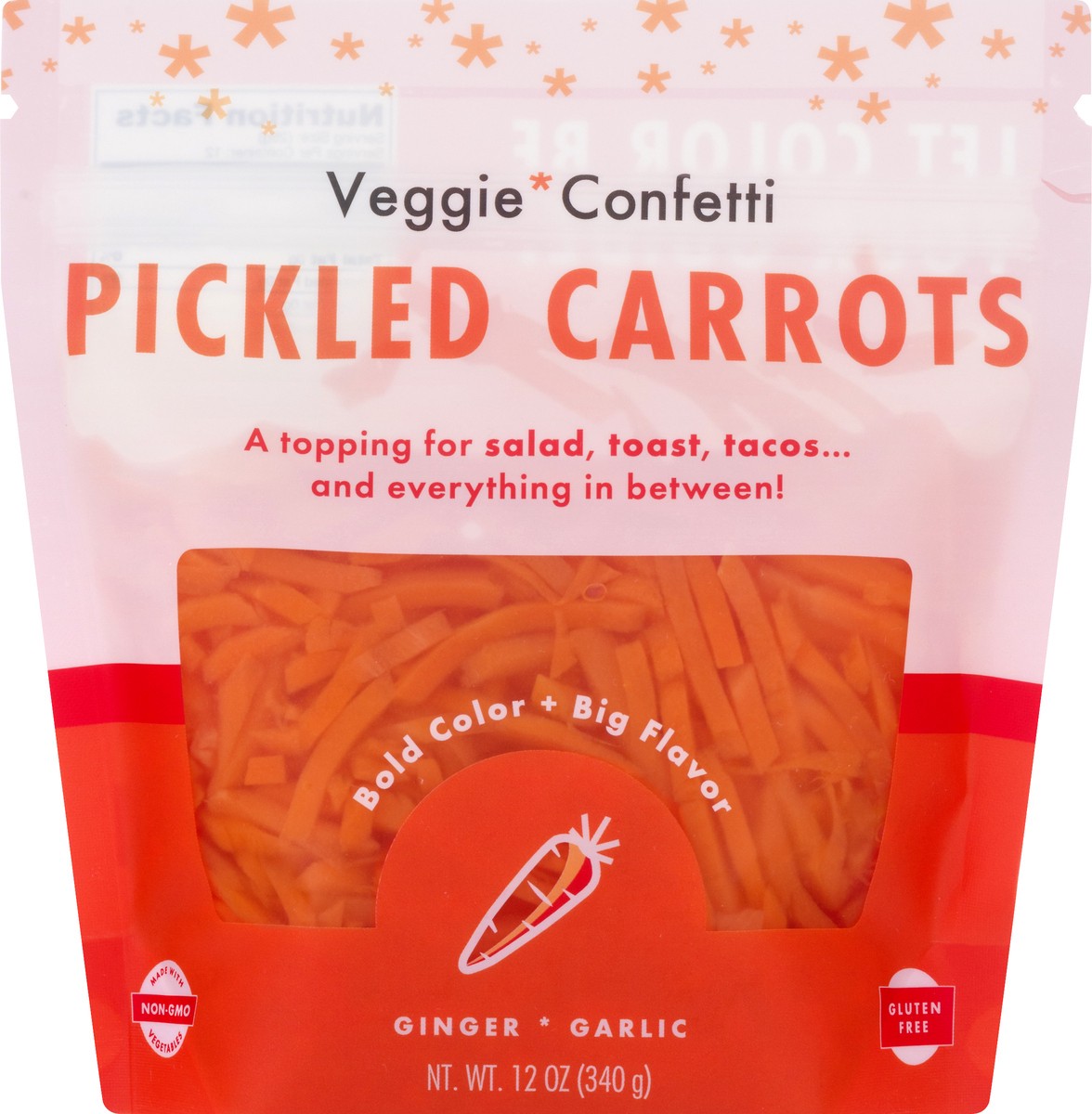 slide 1 of 10, Veggie Confetti Ginger + Garlic Pickled Carrots - 12 oz, 12 oz