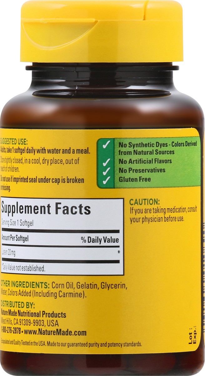 slide 3 of 12, Nature Made 20 mg Softgels Lutein 30 ea, 30 ct