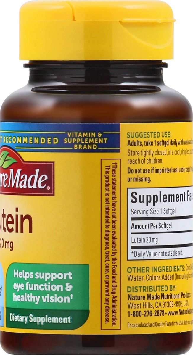 slide 9 of 12, Nature Made 20 mg Softgels Lutein 30 ea, 30 ct