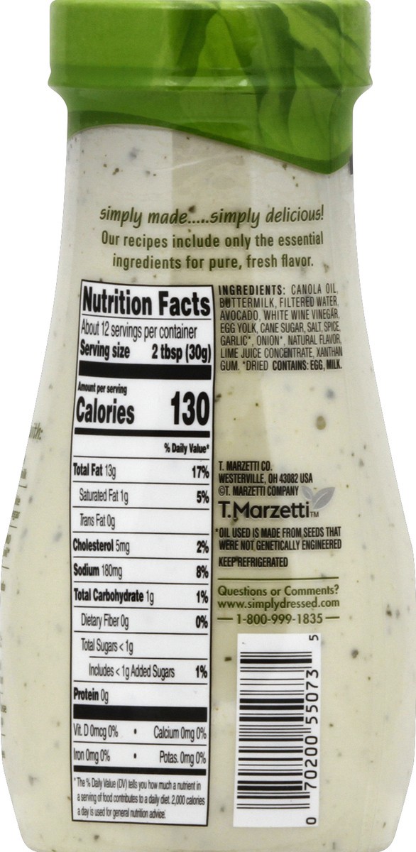 slide 5 of 8, Marzetti Simply Avacado Ranch Dressing, 12 oz