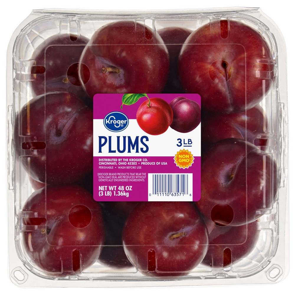 slide 1 of 2, Kroger Plums Clamshell, 3 lb