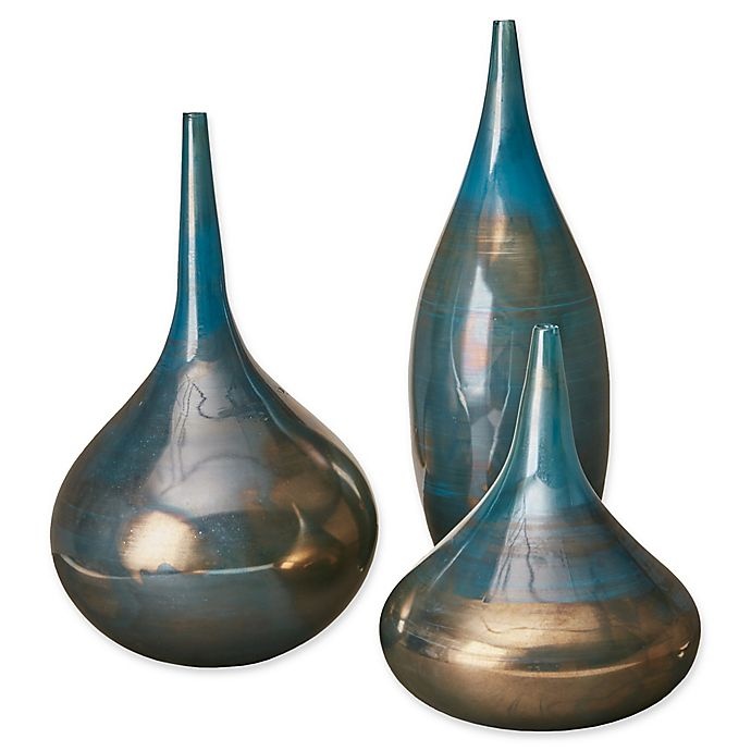 slide 1 of 5, Madison Park Aurora Vase Set - Blue, 3 ct